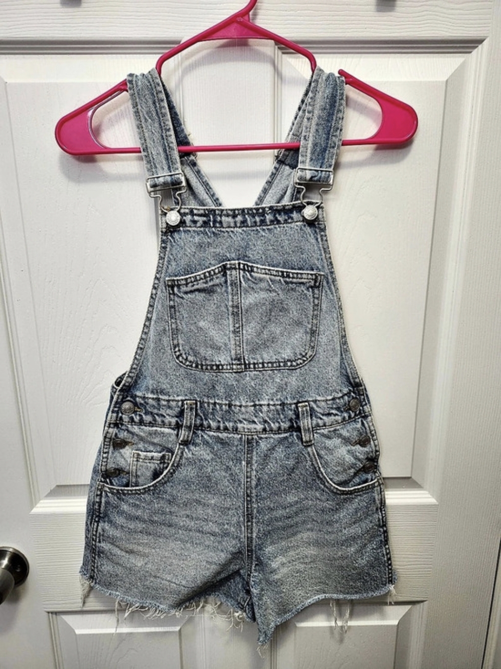 PACSUN Eco Light Indigo Denim Short Overalls Blue XS